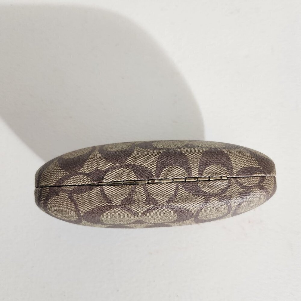 Coach Signature Pattern Hard Eyeglass Sunglasses Case Beige & Brown - Picture 6 of 11